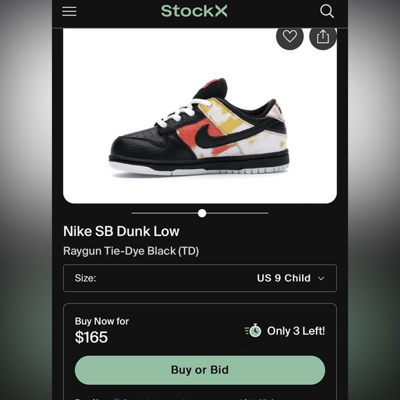 Nike SB Dunk Low Raygun Tie-Dye Black TD - Size 9c (Toddler) - Picture 2 of 11
